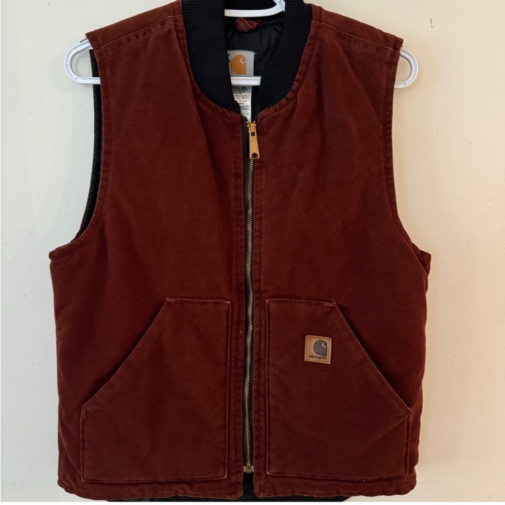 Vintage carhartt vest rare color red clay small